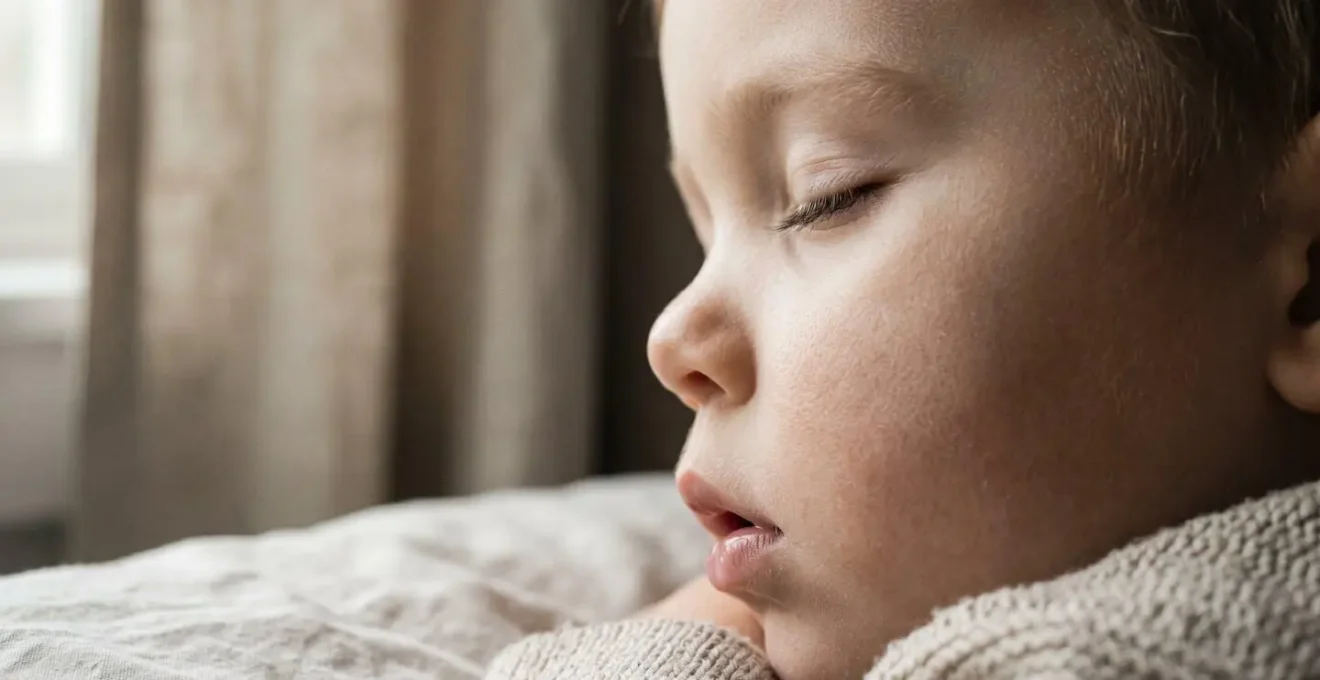 Enfant en phase de sommeil profond pendant la sieste consolidant ses apprentissages
