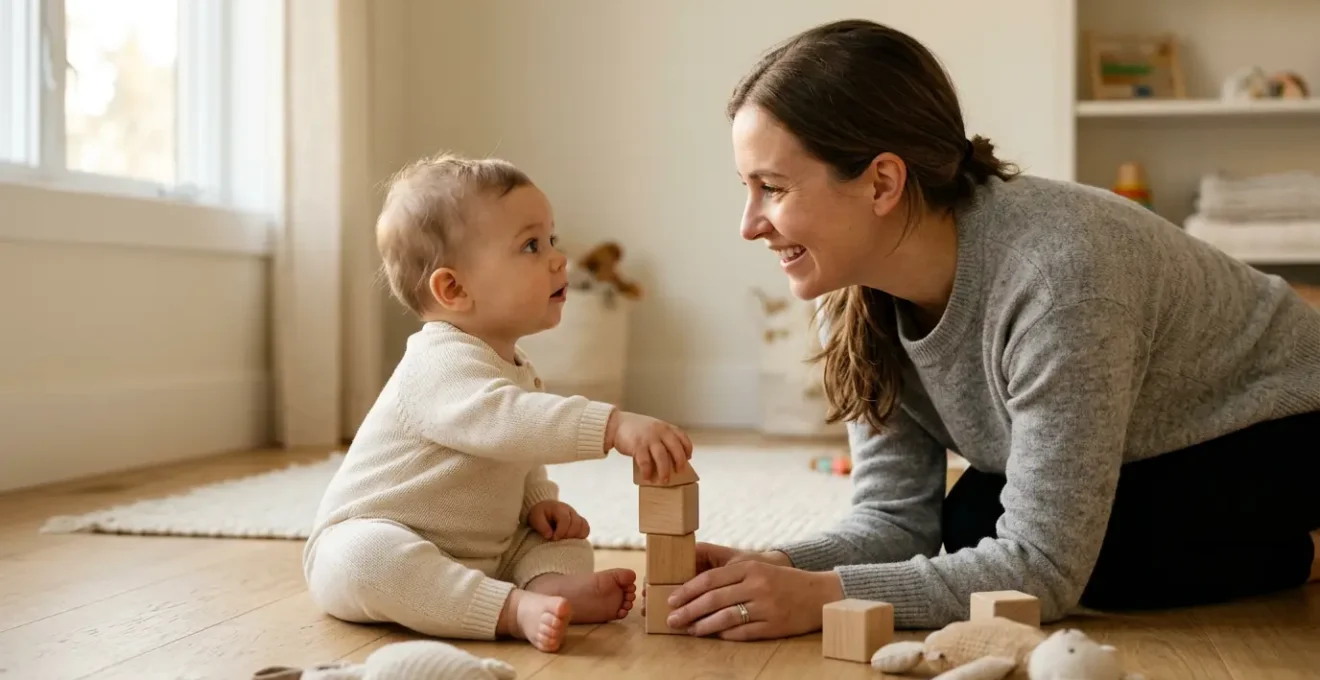 Moment d'interaction entre un parent et son bébé lors d'une activité quotidienne sans écran